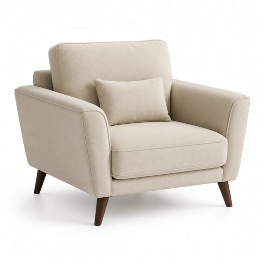 Sessel 90 cm x 85 cm x 88 cm Polyester Leinen Mischgewebe Kautschukholz rechteckig Beige Braun