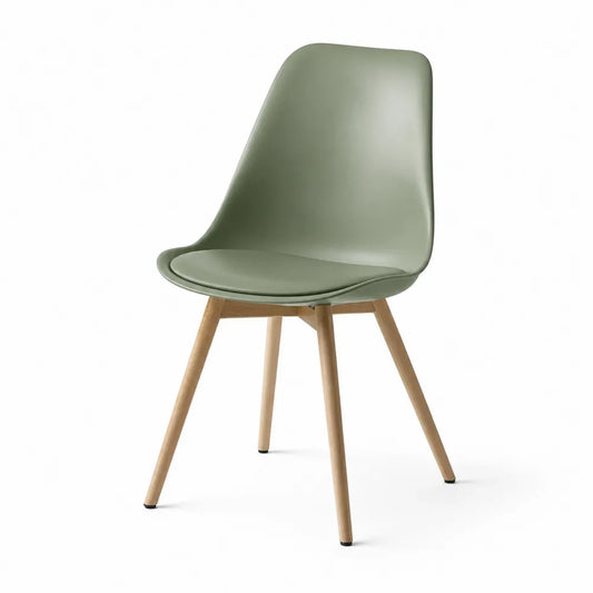 Esszimmerstuhl Polsterstuhl Sitzschale Polypropylen Holzbeine Grün Naturholz ca 46 cm 52 cm 83 cm